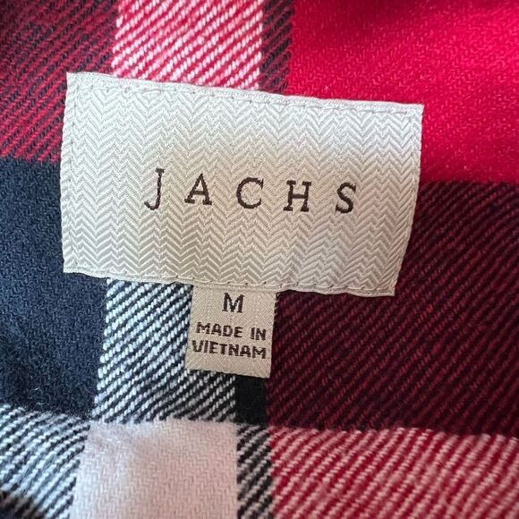 Jachs Women's‎ Red Cotton Blend Plaid Long Sleeve Button Down Shirt Size Medium - Picture 2 of 10
